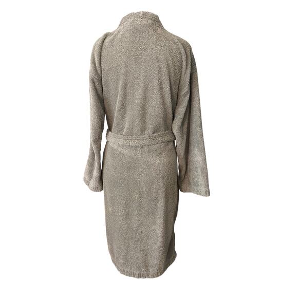 Chakir Turkish Linens 100% Cotton Terry Bath Robe Gray Medium Belted Pockets - Picture 2 of 8